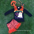 Halloween gost sequins short outfits girls print suit long sleeves top set with matching necklace and headbans set